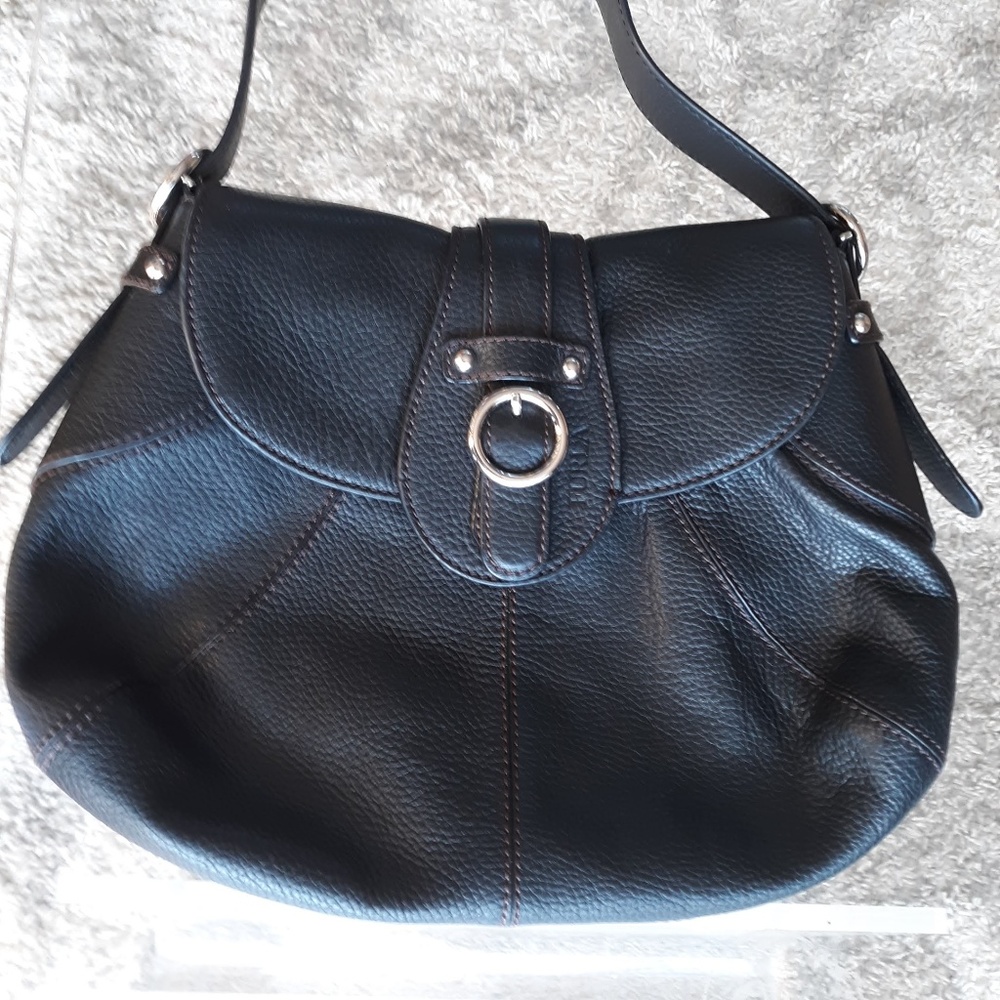 Black leather shoulder bag Furla